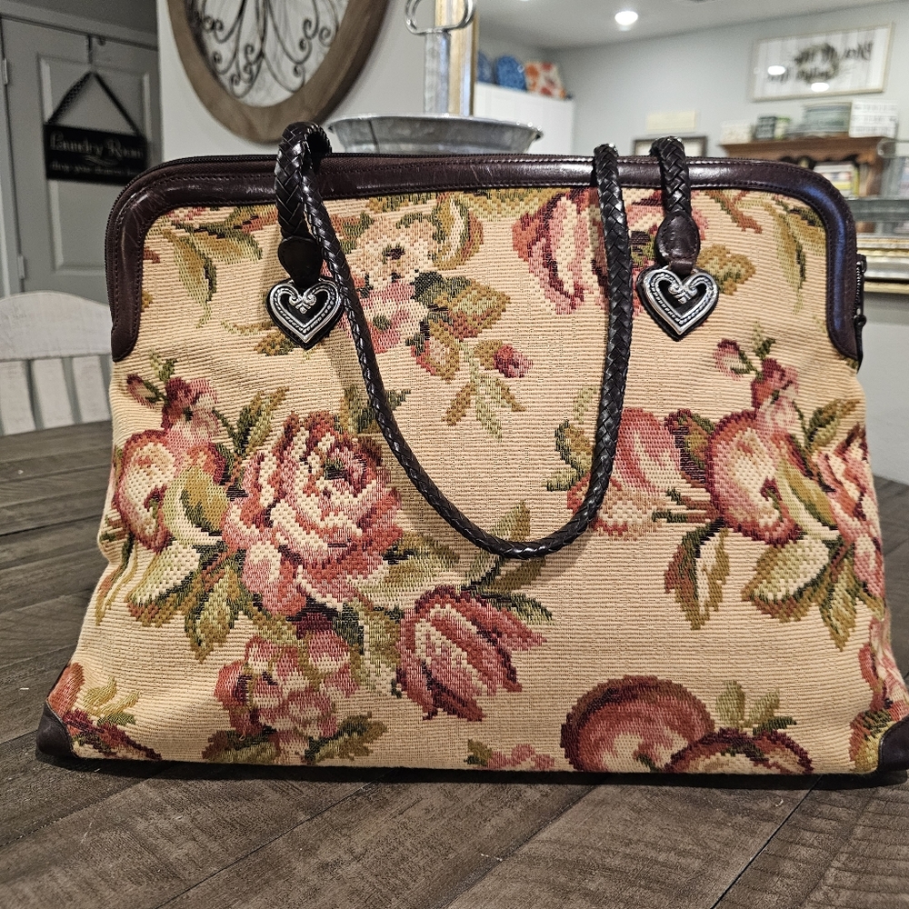 Brighton Floral Tapestry Tote with Heart Accents